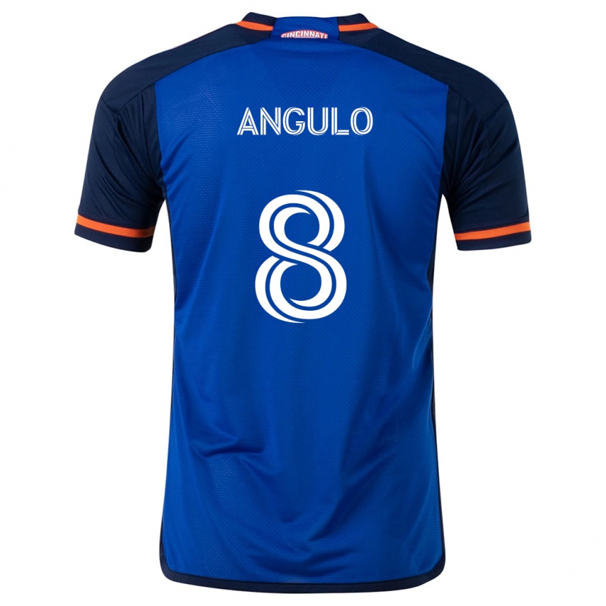 Niño Camiseta Marco Angulo #8 Azul Blanco 1ª Equipación 2024/25 La Camisa Chile