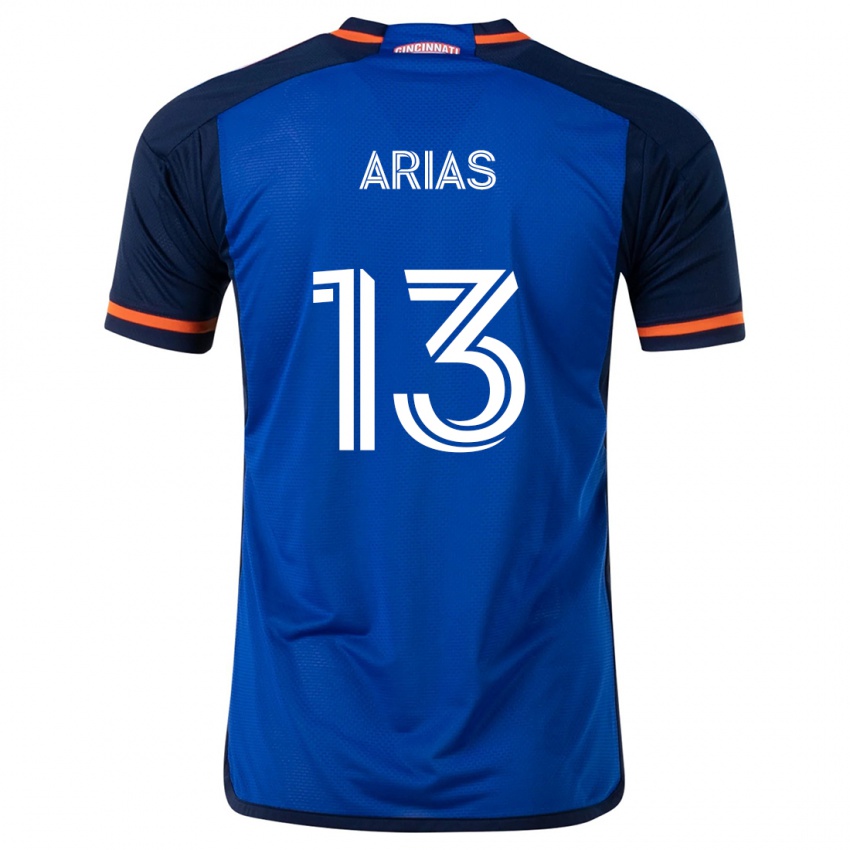 Niño Camiseta Santiago Arias #13 Azul Blanco 1ª Equipación 2024/25 La Camisa Chile