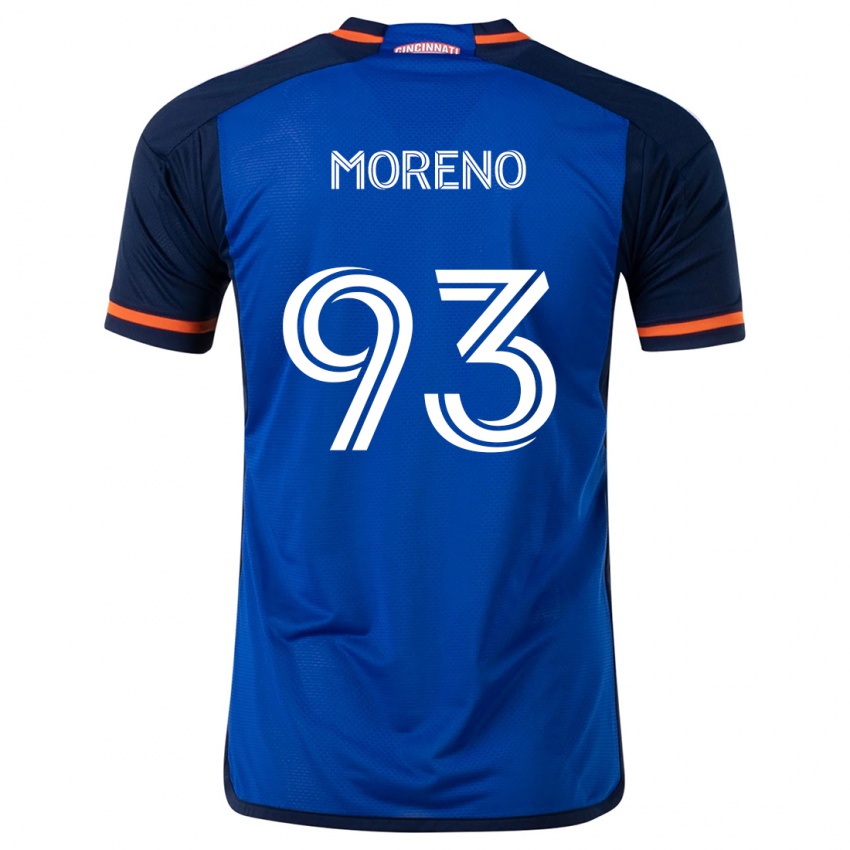 Niño Camiseta Júnior Moreno #93 Azul Blanco 1ª Equipación 2024/25 La Camisa Chile