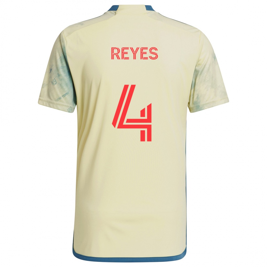 Niño Camiseta Andrés Reyes #4 Amarillo Rojo Azul 1ª Equipación 2024/25 La Camisa Chile