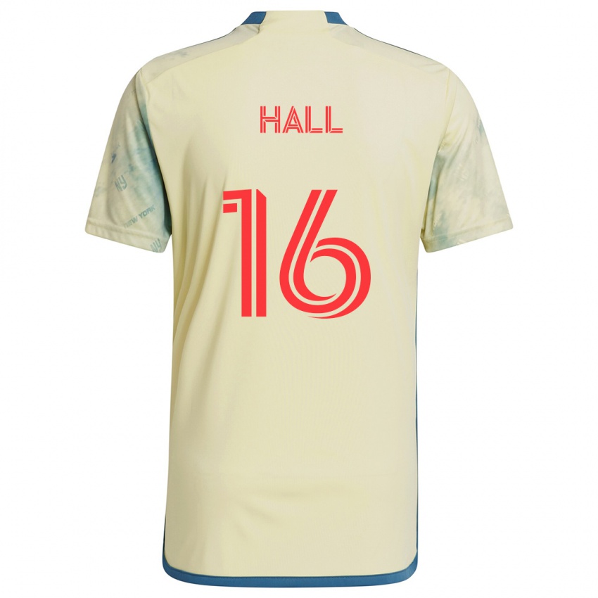 Niño Camiseta Julian Hall #16 Amarillo Rojo Azul 1ª Equipación 2024/25 La Camisa Chile