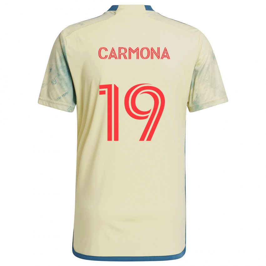 Niño Camiseta Wikelman Carmona #19 Amarillo Rojo Azul 1ª Equipación 2024/25 La Camisa Chile