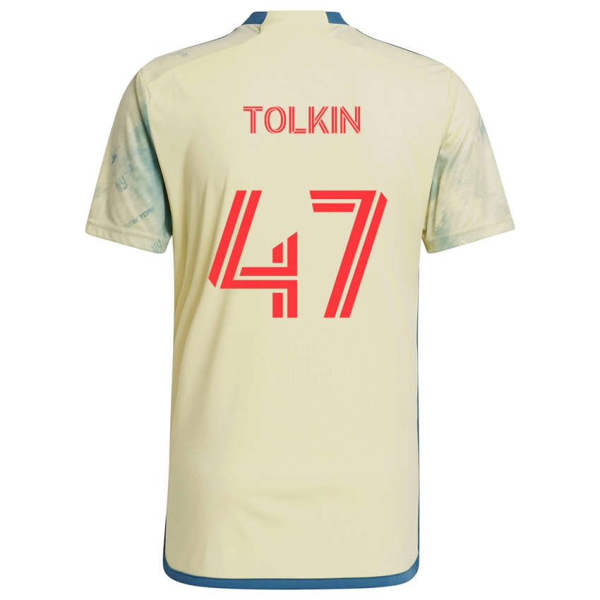 Niño Camiseta John Tolkin #47 Amarillo Rojo Azul 1ª Equipación 2024/25 La Camisa Chile