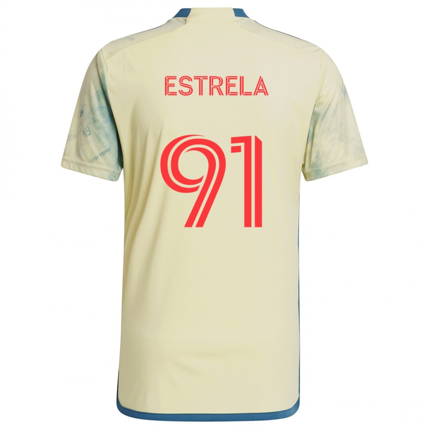 Niño Camiseta Bento Estrela #91 Amarillo Rojo Azul 1ª Equipación 2024/25 La Camisa Chile