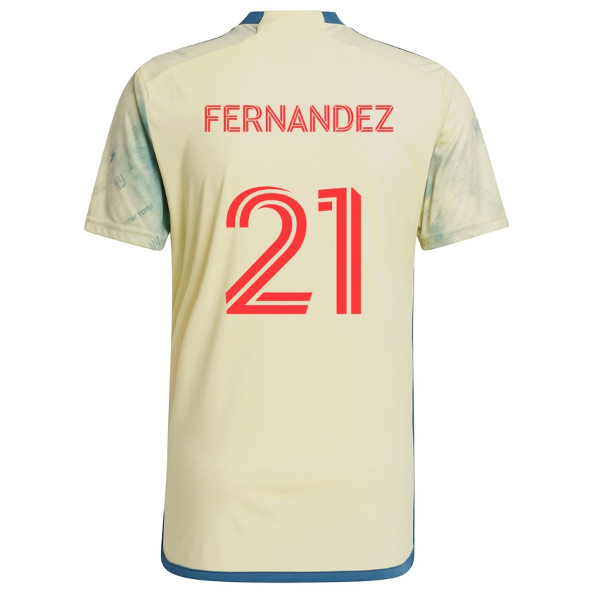 Niño Camiseta Omir Fernandez #21 Amarillo Rojo Azul 1ª Equipación 2024/25 La Camisa Chile