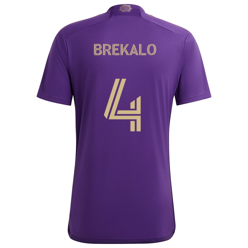 Niño Camiseta David Brekalo #4 Púrpura Amarillo 1ª Equipación 2024/25 La Camisa Chile