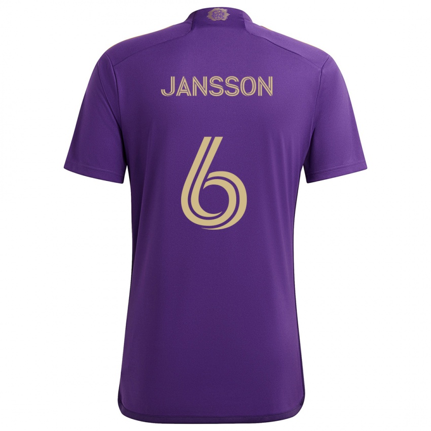 Niño Camiseta Robin Jansson #6 Púrpura Amarillo 1ª Equipación 2024/25 La Camisa Chile