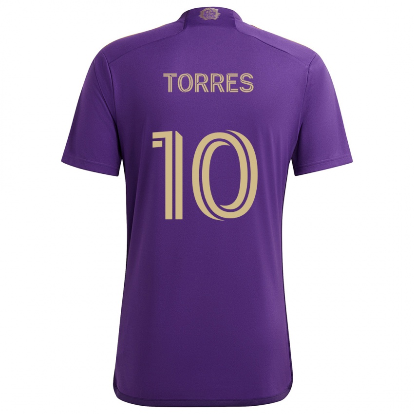 Niño Camiseta Facundo Torres #10 Púrpura Amarillo 1ª Equipación 2024/25 La Camisa Chile