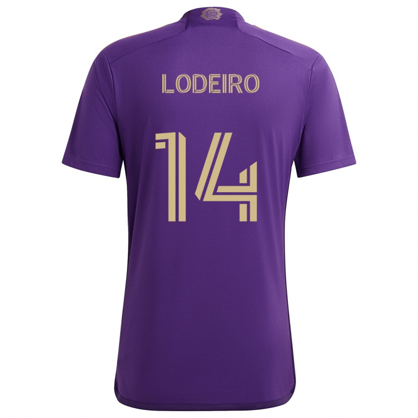 Niño Camiseta Nicolás Lodeiro #14 Púrpura Amarillo 1ª Equipación 2024/25 La Camisa Chile