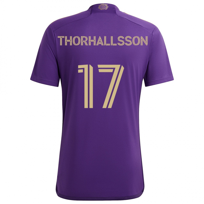 Niño Camiseta Dagur Dan Thórhallsson #17 Púrpura Amarillo 1ª Equipación 2024/25 La Camisa Chile