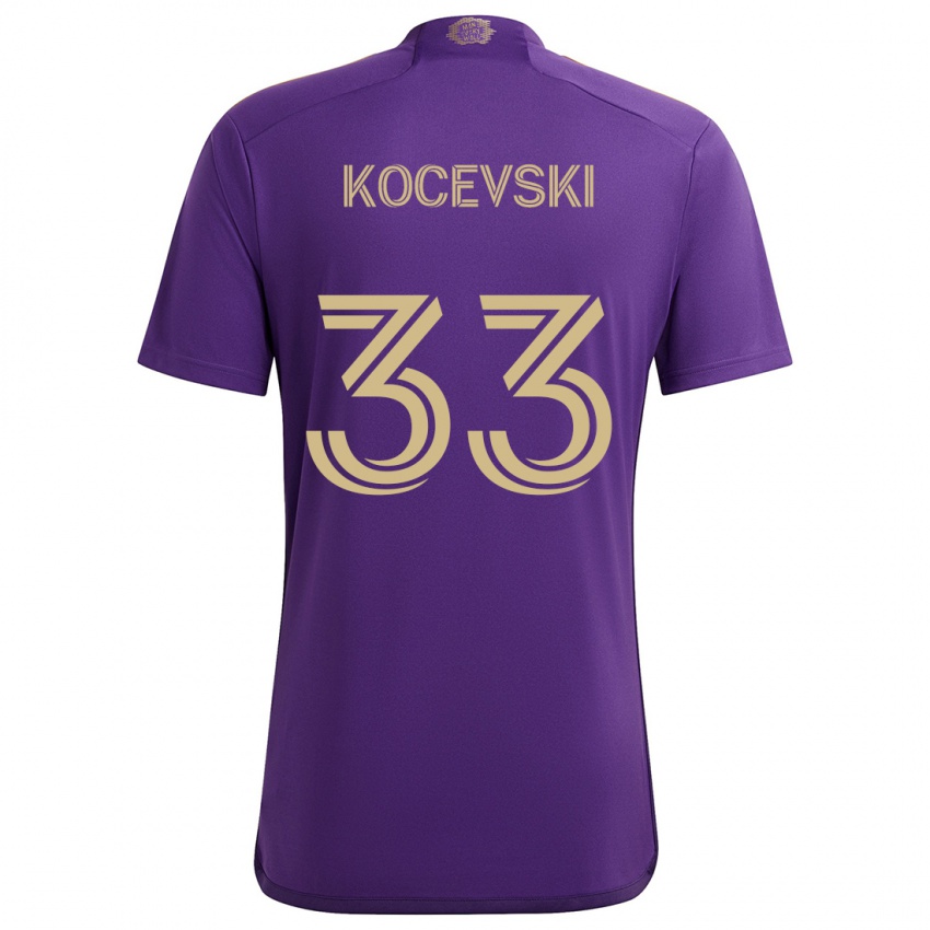 Niño Camiseta Jeorgio Kocevski #33 Púrpura Amarillo 1ª Equipación 2024/25 La Camisa Chile