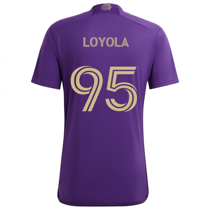 Niño Camiseta Favian Loyola #95 Púrpura Amarillo 1ª Equipación 2024/25 La Camisa Chile