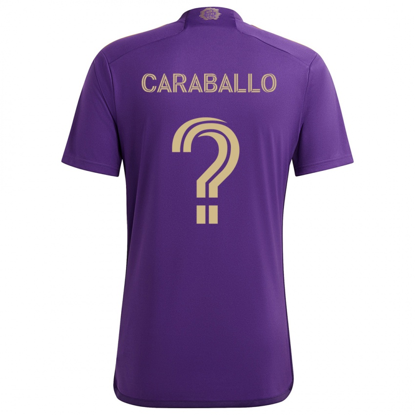 Niño Camiseta Gustavo Caraballo #0 Púrpura Amarillo 1ª Equipación 2024/25 La Camisa Chile