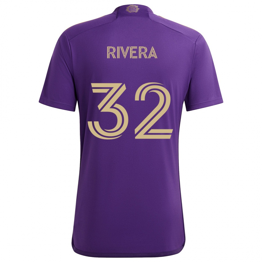 Niño Camiseta Wilfredo Rivera #32 Púrpura Amarillo 1ª Equipación 2024/25 La Camisa Chile