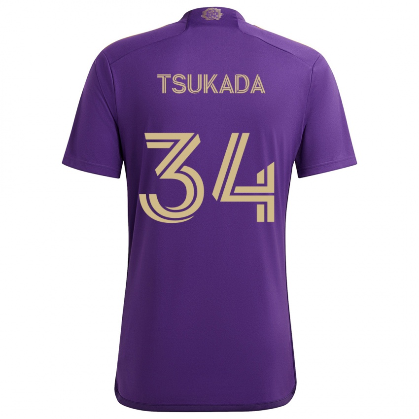 Niño Camiseta Yutaro Tsukada #34 Púrpura Amarillo 1ª Equipación 2024/25 La Camisa Chile