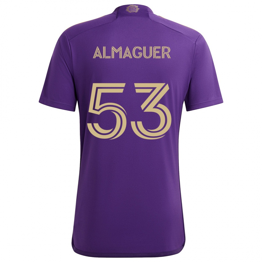 Niño Camiseta Jorge Almaguer #53 Púrpura Amarillo 1ª Equipación 2024/25 La Camisa Chile