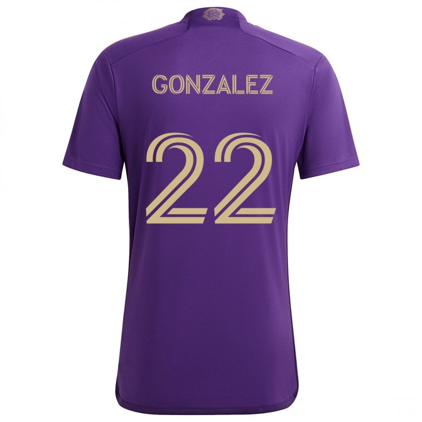 Niño Camiseta Gastón González #22 Púrpura Amarillo 1ª Equipación 2024/25 La Camisa Chile