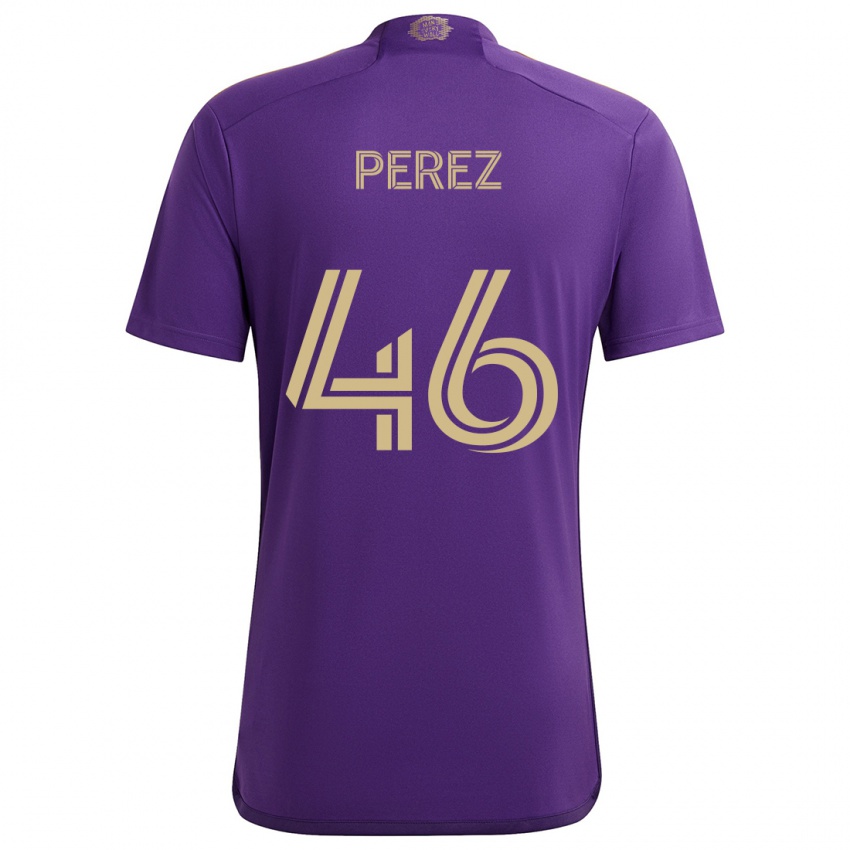 Niño Camiseta Franco Pérez #46 Púrpura Amarillo 1ª Equipación 2024/25 La Camisa Chile