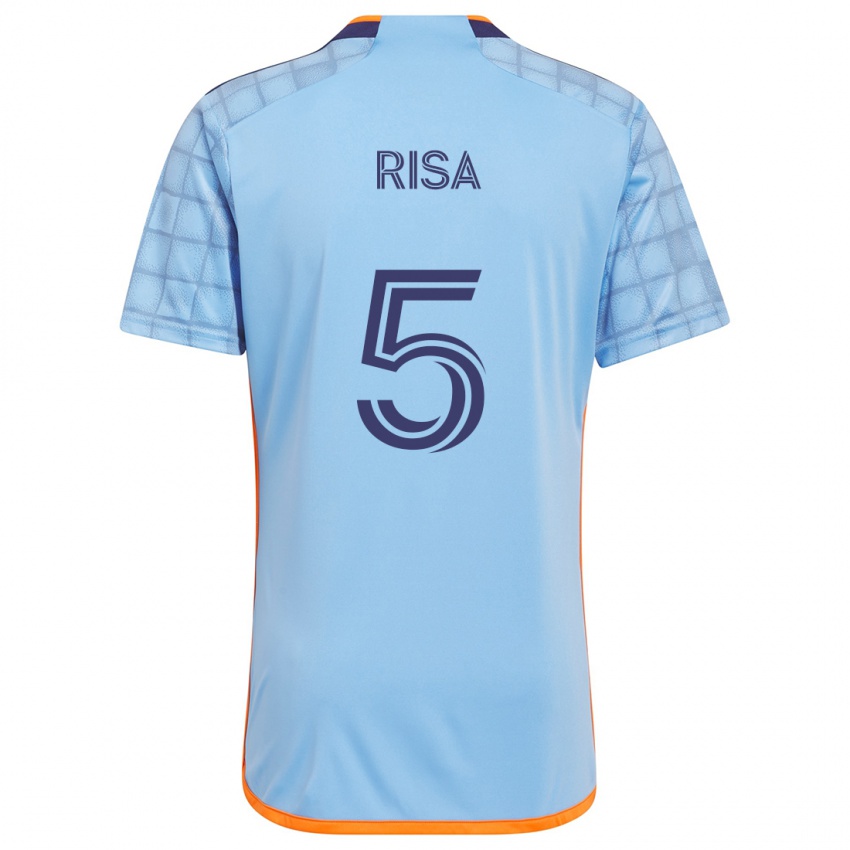 Niño Camiseta Birk Risa #5 Azul Naranja 1ª Equipación 2024/25 La Camisa Chile