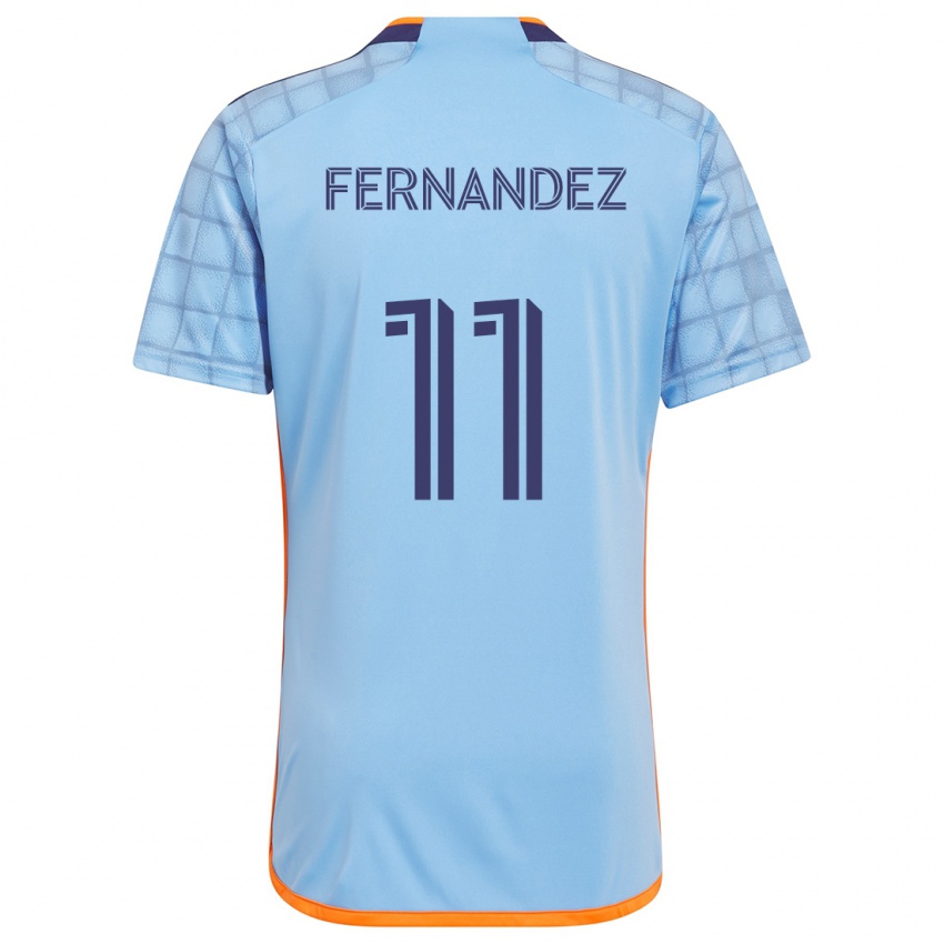 Niño Camiseta Julián Fernández #11 Azul Naranja 1ª Equipación 2024/25 La Camisa Chile