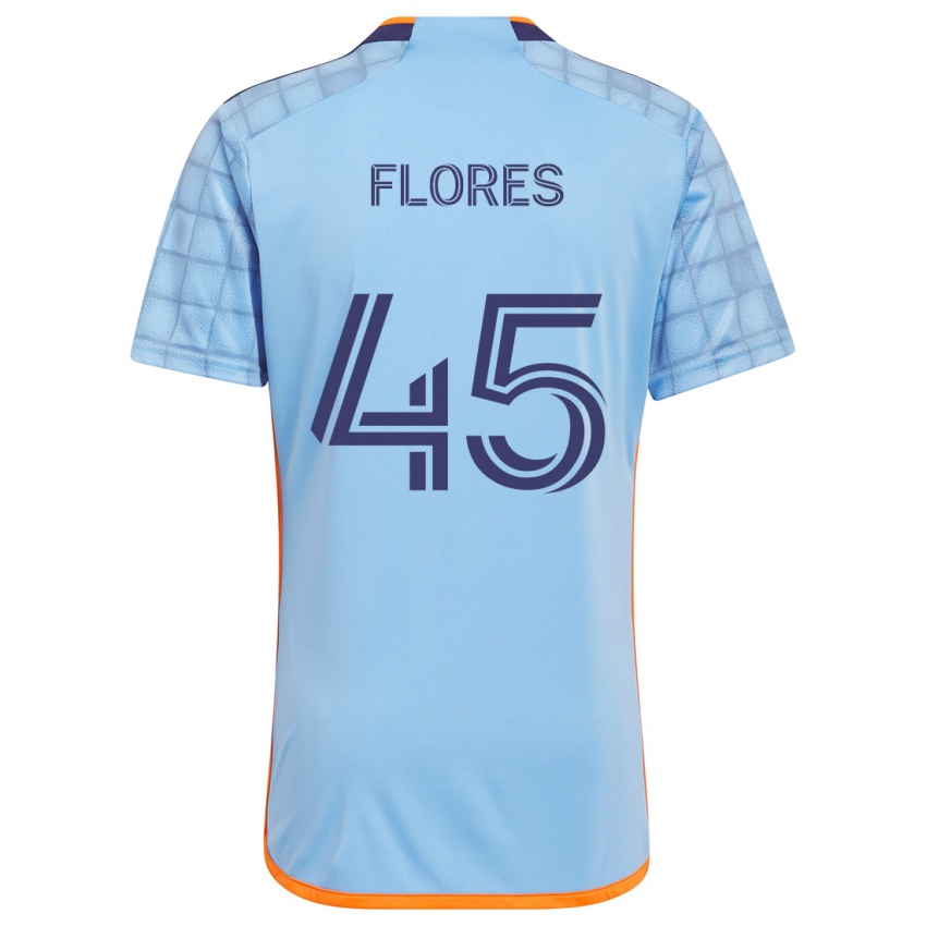 Niño Camiseta Brian Flores #45 Azul Naranja 1ª Equipación 2024/25 La Camisa Chile