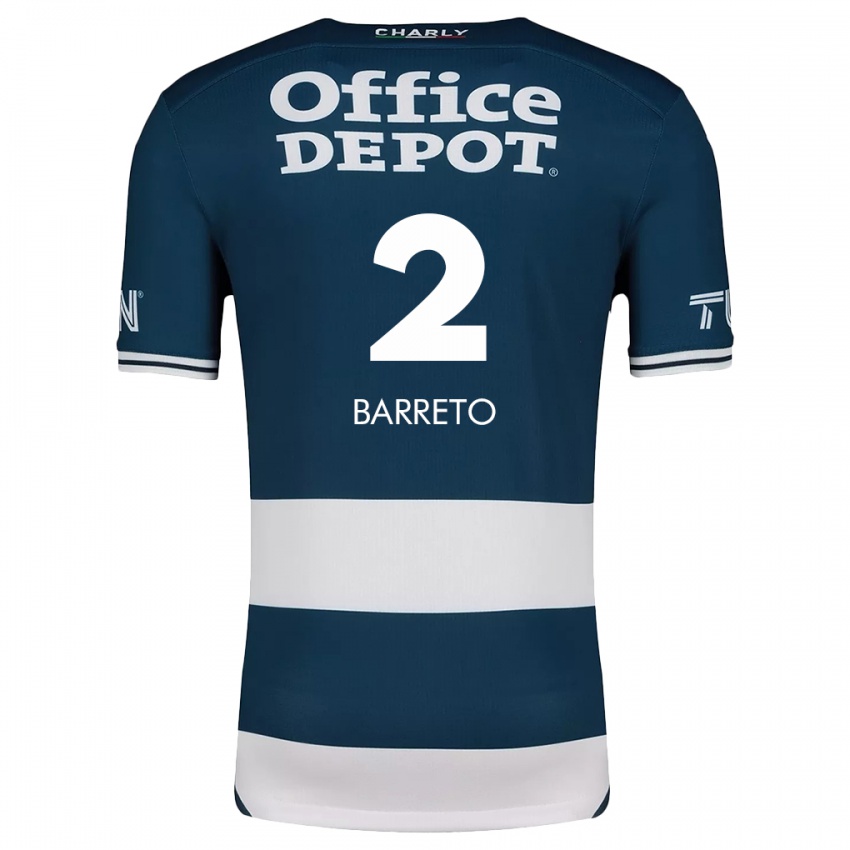 Niño Camiseta Sergio Barreto #2 Azul Blanco 1ª Equipación 2024/25 La Camisa Chile