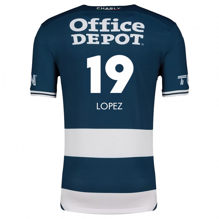 Niño Camiseta Javier Eduardo López #19 Azul Blanco 1ª Equipación 2024/25 La Camisa Chile