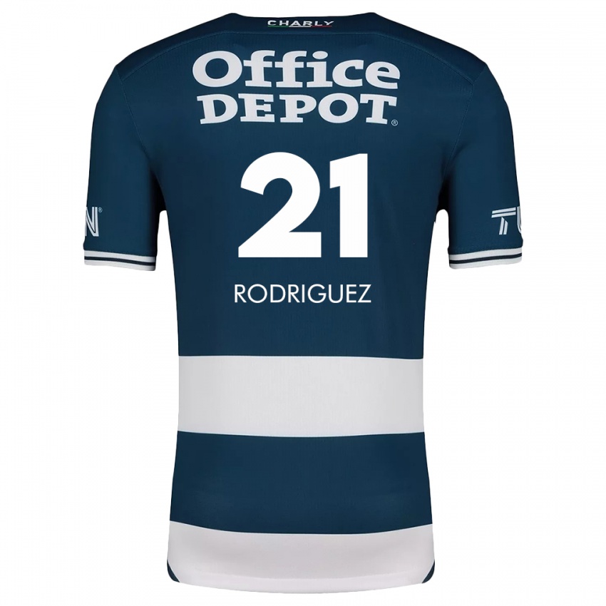 Niño Camiseta Valentín Rodríguez #21 Azul Blanco 1ª Equipación 2024/25 La Camisa Chile