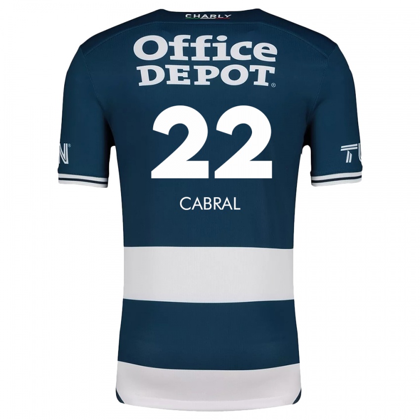 Niño Camiseta Gustavo Cabral #22 Azul Blanco 1ª Equipación 2024/25 La Camisa Chile