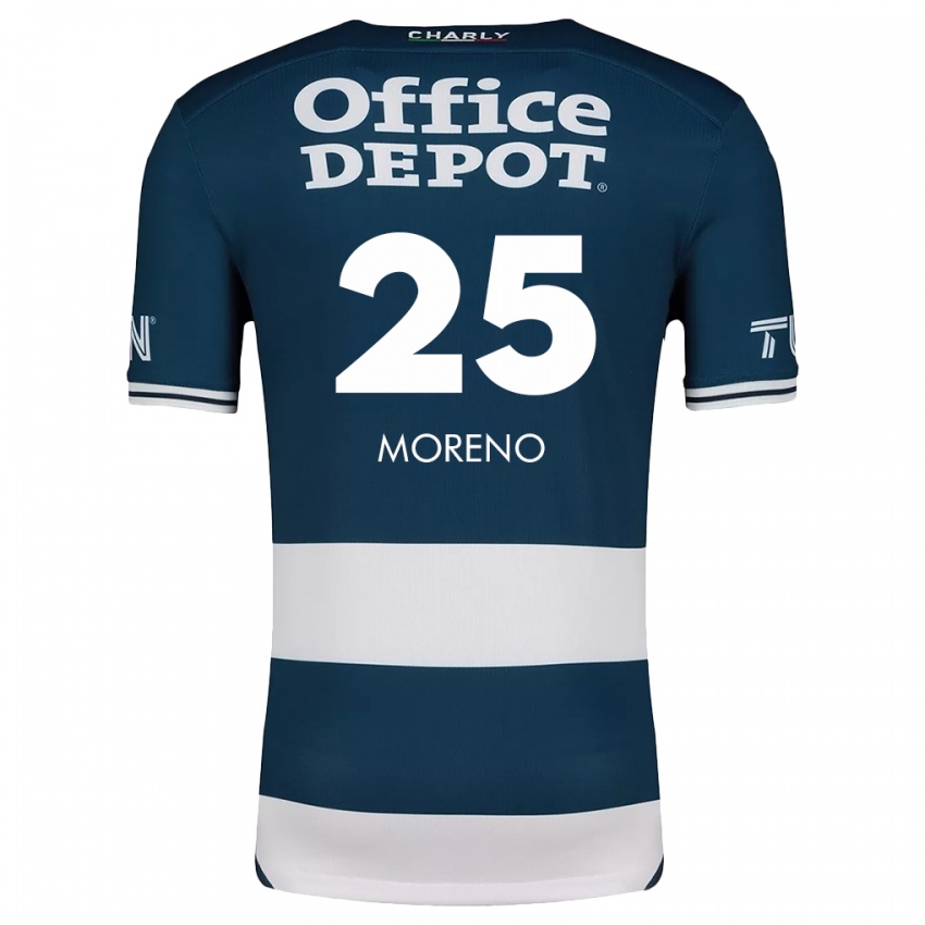 Niño Camiseta Carlos Moreno #25 Azul Blanco 1ª Equipación 2024/25 La Camisa Chile