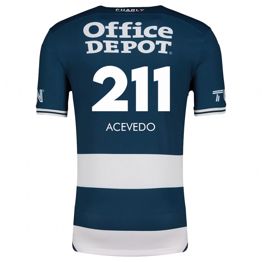 Niño Camiseta Gerardo Acevedo #211 Azul Blanco 1ª Equipación 2024/25 La Camisa Chile