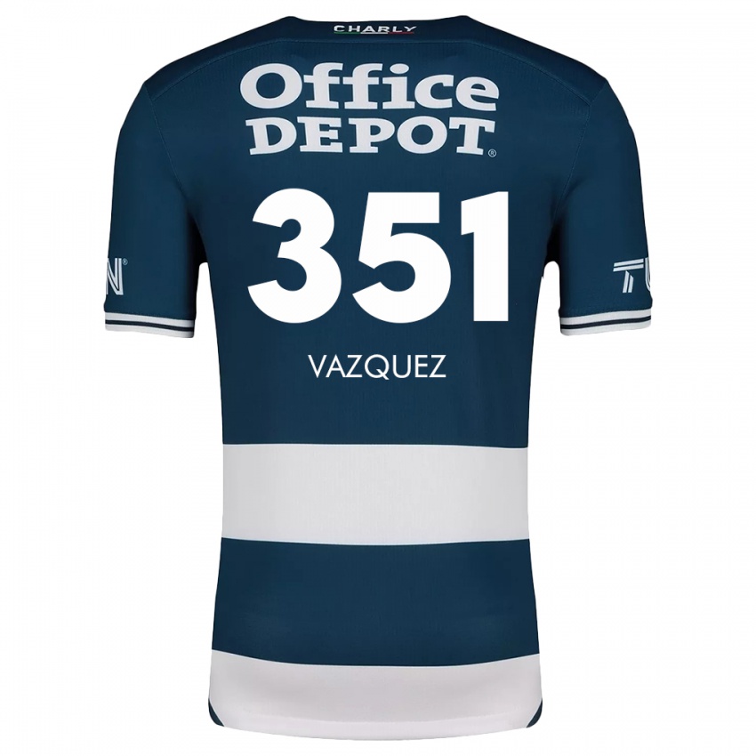 Niño Camiseta Maximo Vázquez #351 Azul Blanco 1ª Equipación 2024/25 La Camisa Chile