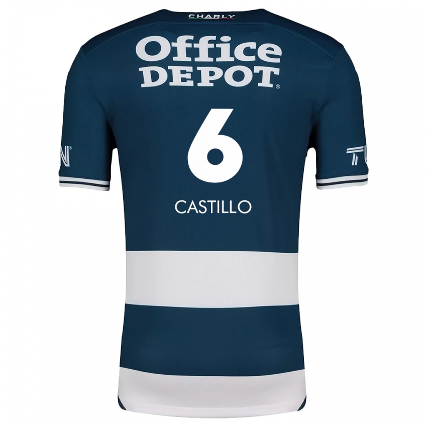 Niño Camiseta Byron Castillo #6 Azul Blanco 1ª Equipación 2024/25 La Camisa Chile