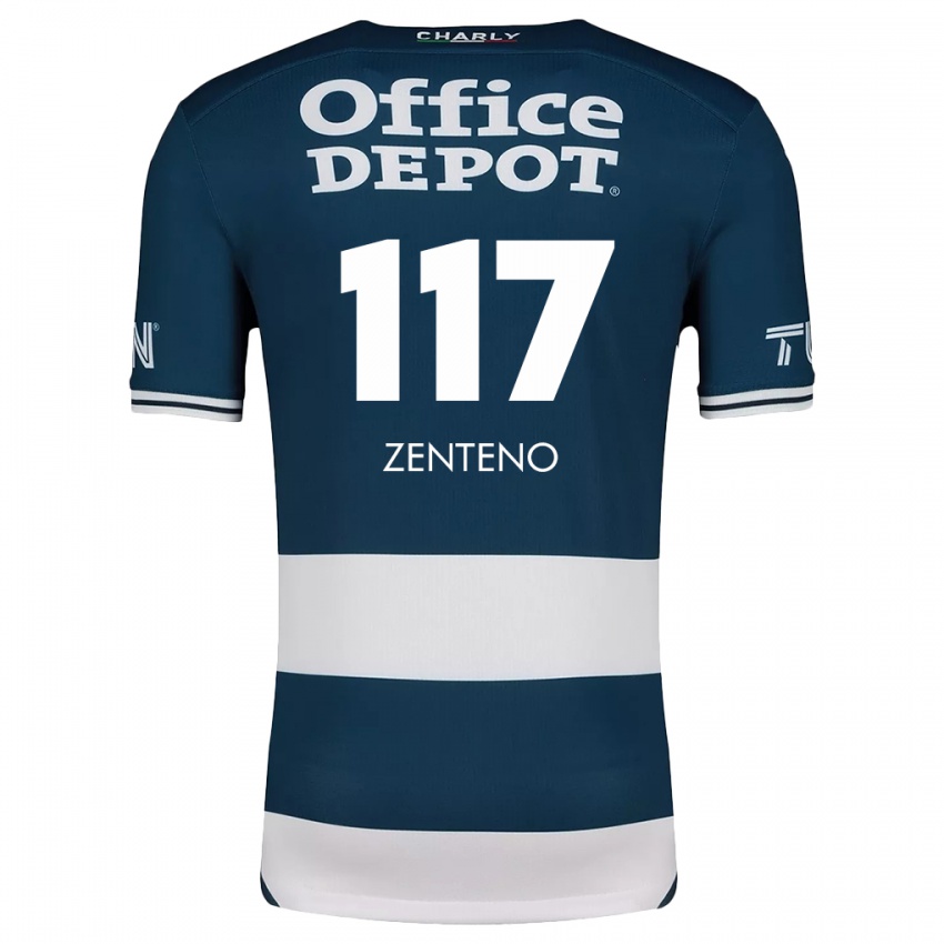 Niño Camiseta Gustavo Zenteno #117 Azul Blanco 1ª Equipación 2024/25 La Camisa Chile