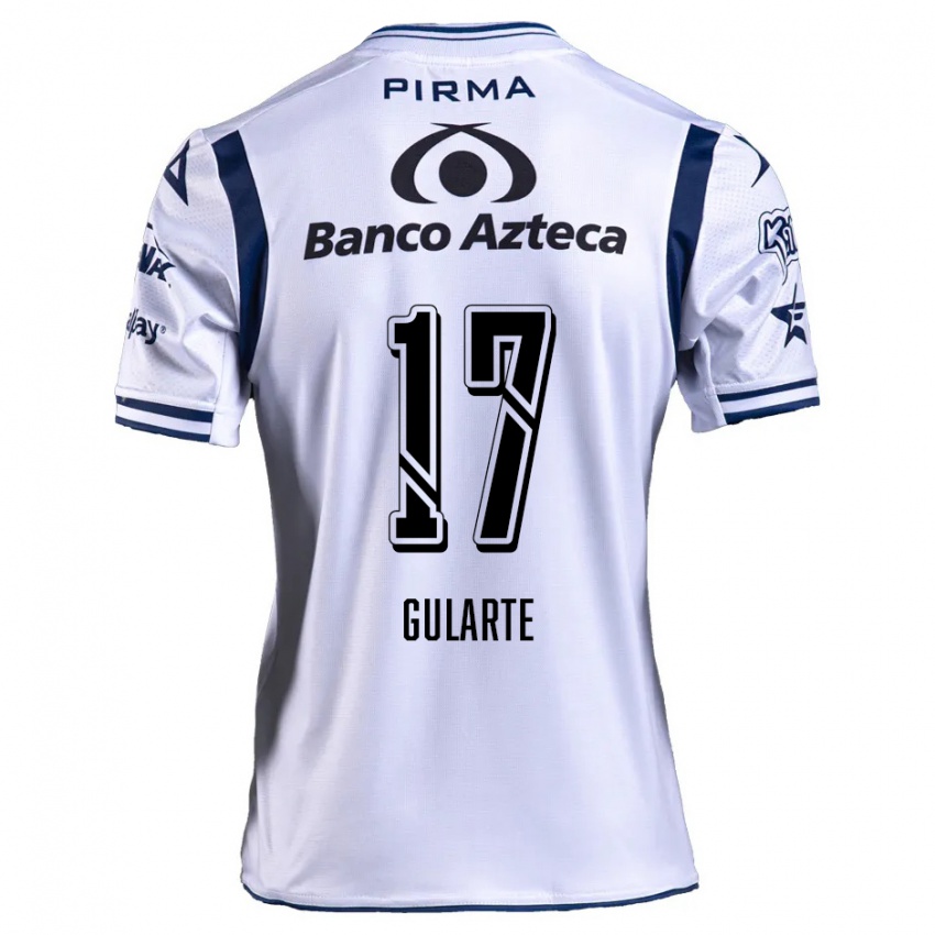 Niño Camiseta Emanuel Gularte #17 Blanco Azul Marino 1ª Equipación 2024/25 La Camisa Chile