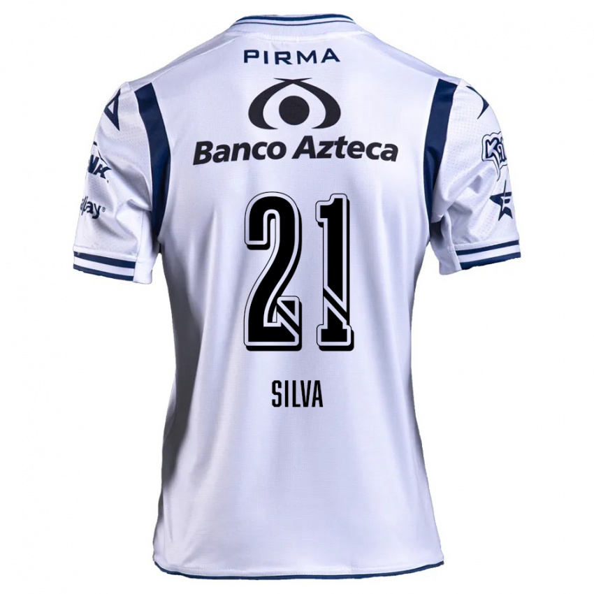 Niño Camiseta Gastón Silva #21 Blanco Azul Marino 1ª Equipación 2024/25 La Camisa Chile