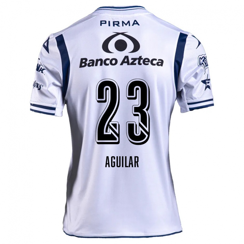 Niño Camiseta Daniel Aguilar #23 Blanco Azul Marino 1ª Equipación 2024/25 La Camisa Chile