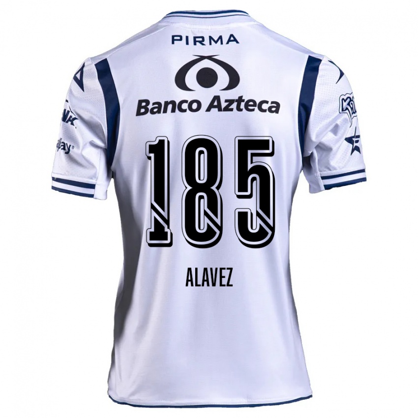 Niño Camiseta Brian Alavez #185 Blanco Azul Marino 1ª Equipación 2024/25 La Camisa Chile