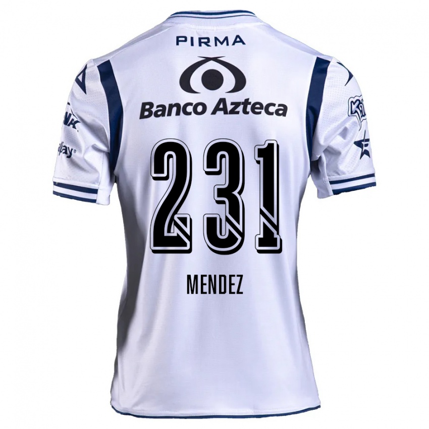 Niño Camiseta Alejandro Méndez #231 Blanco Azul Marino 1ª Equipación 2024/25 La Camisa Chile