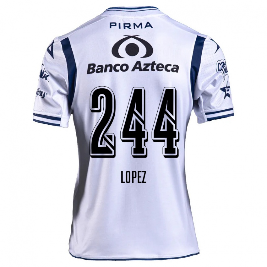 Niño Camiseta Daniel López #244 Blanco Azul Marino 1ª Equipación 2024/25 La Camisa Chile