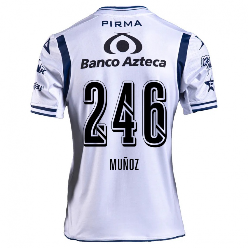 Niño Camiseta Zamier Muñoz #246 Blanco Azul Marino 1ª Equipación 2024/25 La Camisa Chile