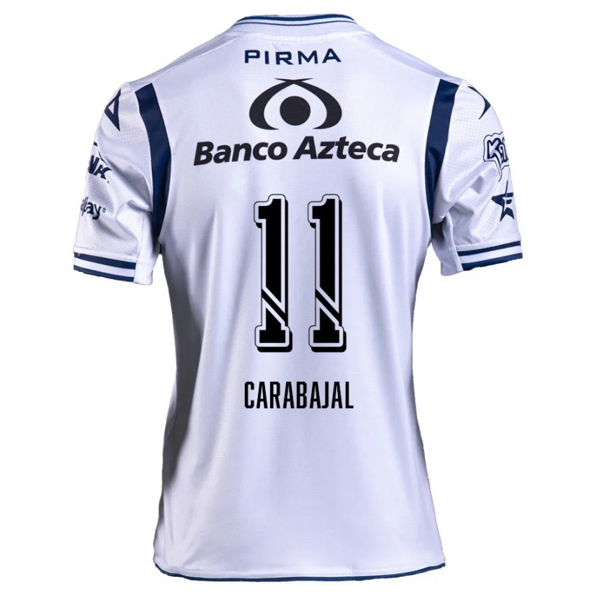 Niño Camiseta Gabriel Carabajal #11 Blanco Azul Marino 1ª Equipación 2024/25 La Camisa Chile