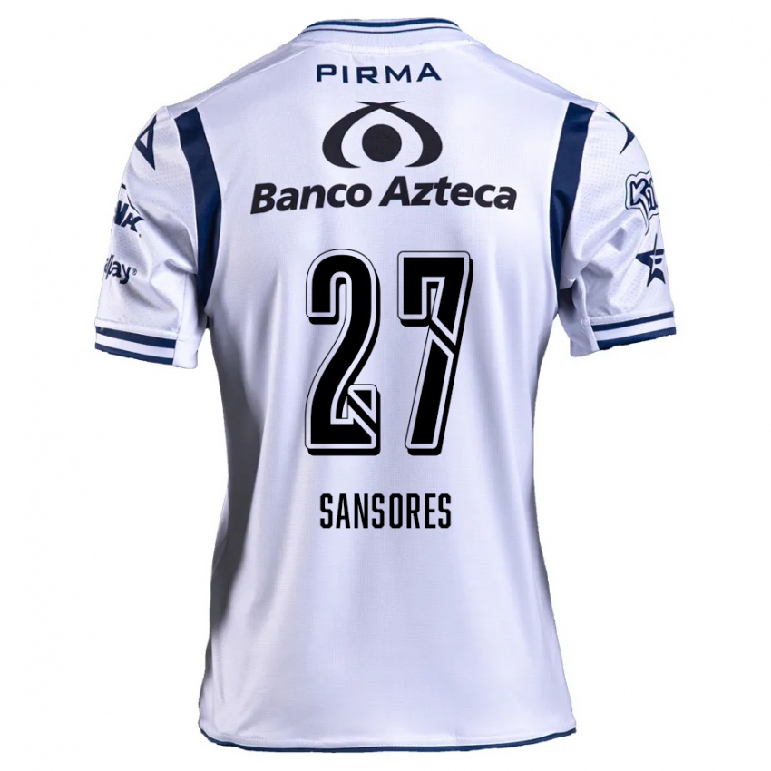 Niño Camiseta Miguel Sansores #27 Blanco Azul Marino 1ª Equipación 2024/25 La Camisa Chile