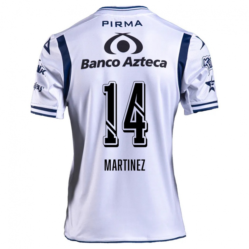 Niño Camiseta Samantha Martínez #14 Blanco Azul Marino 1ª Equipación 2024/25 La Camisa Chile