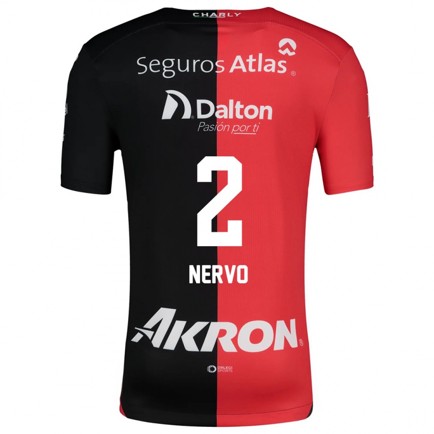 Niño Camiseta Hugo Nervo #2 Negro Rojo 1ª Equipación 2024/25 La Camisa Chile