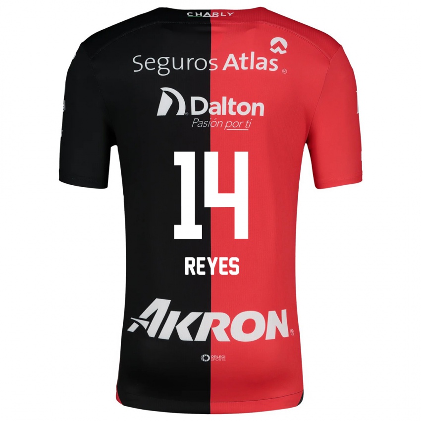 Niño Camiseta Luis Reyes #14 Negro Rojo 1ª Equipación 2024/25 La Camisa Chile