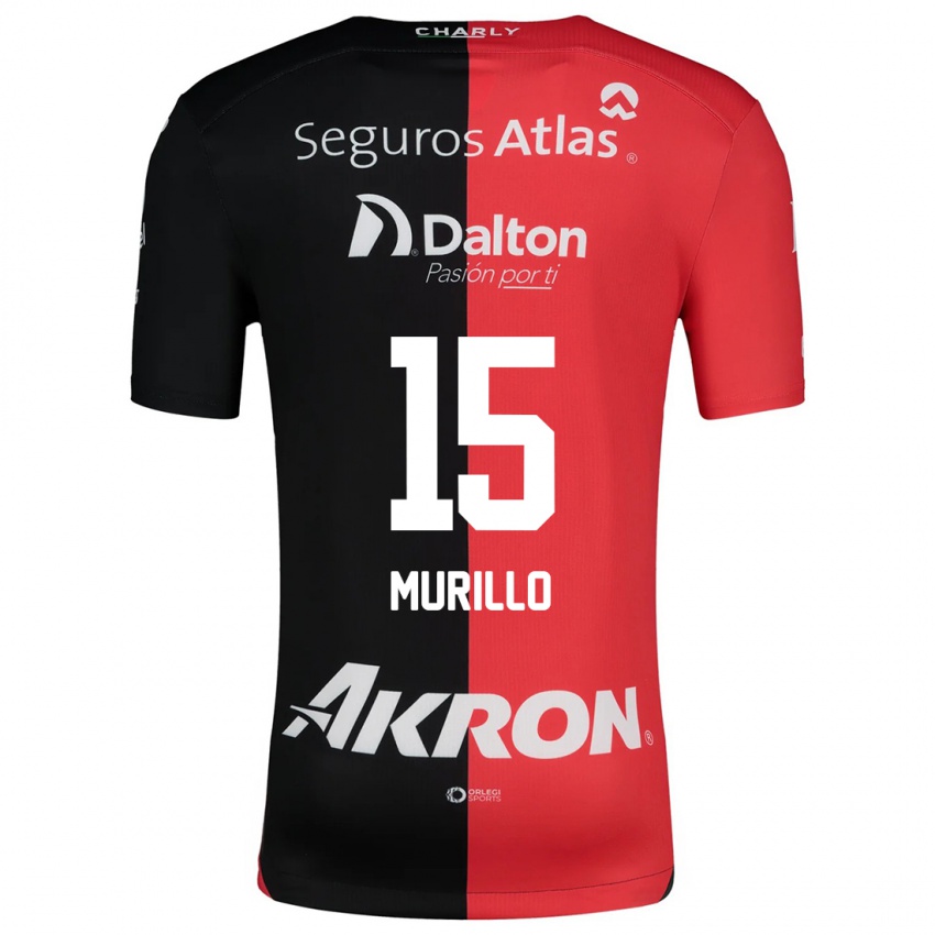 Niño Camiseta Jhon Murillo #15 Negro Rojo 1ª Equipación 2024/25 La Camisa Chile