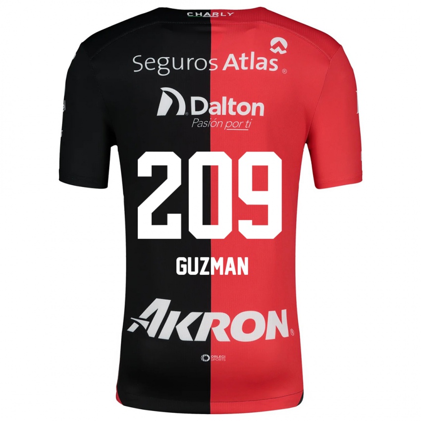 Niño Camiseta Jorge Guzmán #209 Negro Rojo 1ª Equipación 2024/25 La Camisa Chile