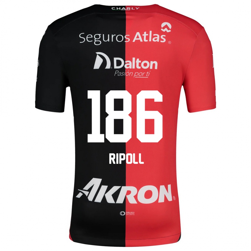 Niño Camiseta Alonso Ripoll #186 Negro Rojo 1ª Equipación 2024/25 La Camisa Chile