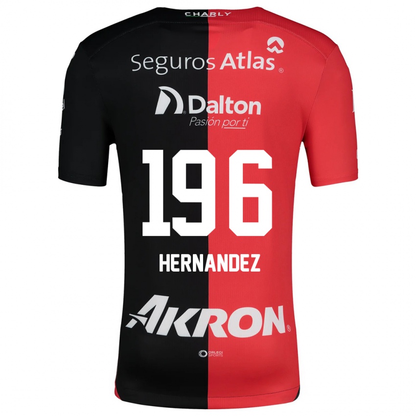 Niño Camiseta Miguel Hernández #196 Negro Rojo 1ª Equipación 2024/25 La Camisa Chile